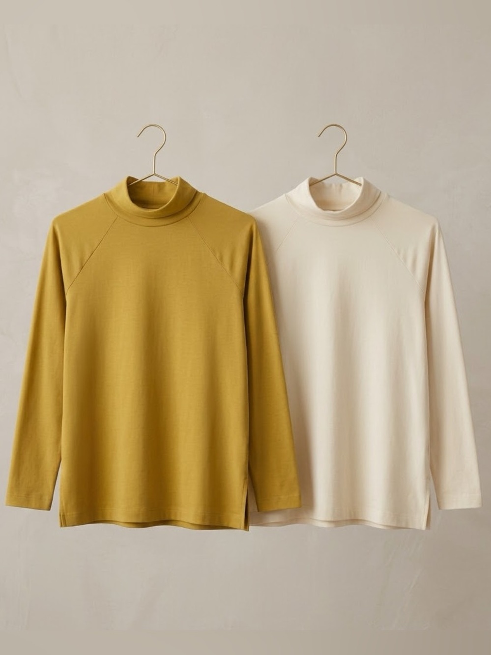 J. Jill Women’s Luxe Supima Turtleneck Tunic 2-Pack Size M (Cream & Gold)
